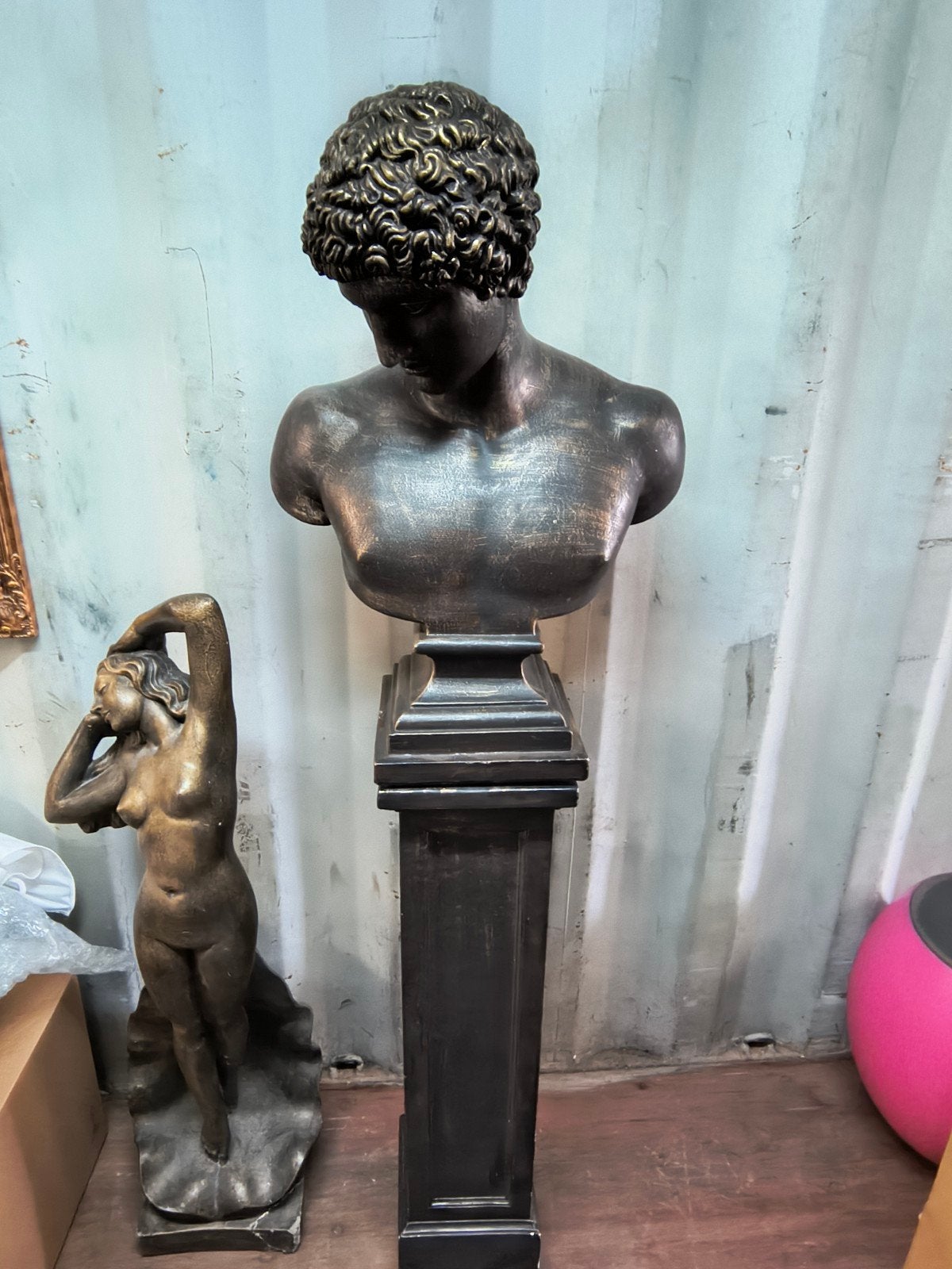 Grote klassieke Hermes buste op losse sokkel bronslook 👜, Antiek en Kunst, Ophalen