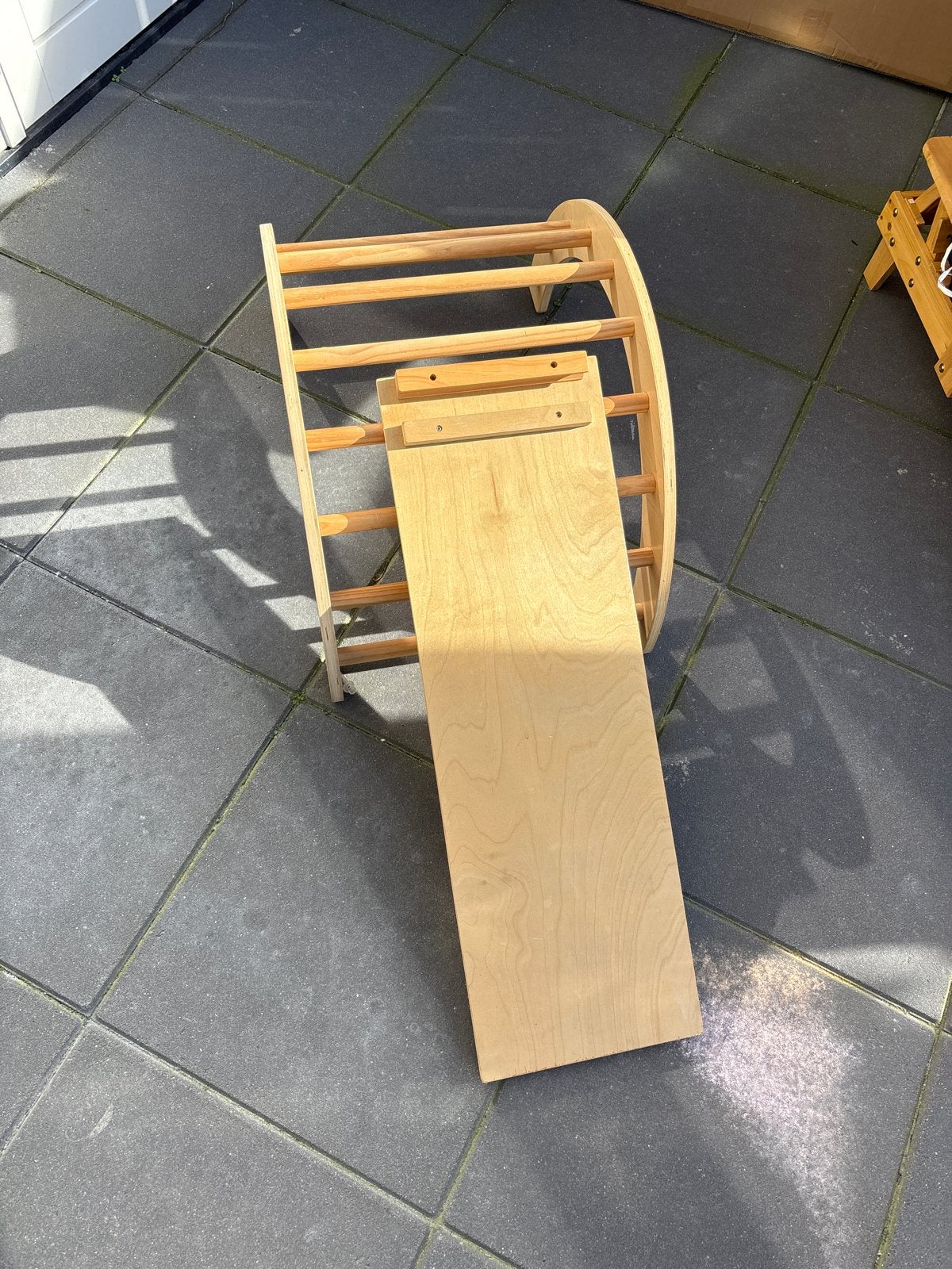 Houten klimrek met glijbaan/klimplank, Ophalen of Verzenden, Zo goed als nieuw, Glijbaan