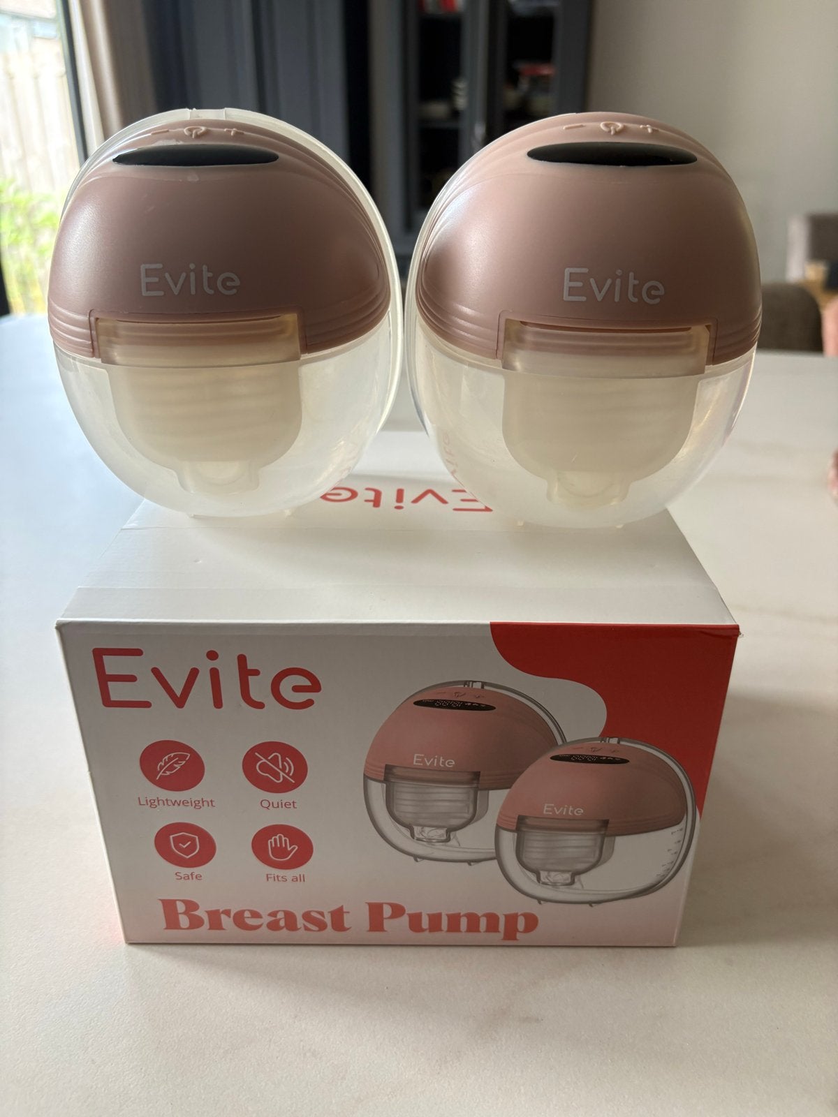 Evite Draadloze Dubbele Borstkolf - Zo goed als nieuw, Kinderen en Baby's, Babyvoeding en Toebehoren, Borstkolf, Ophalen of Verzenden