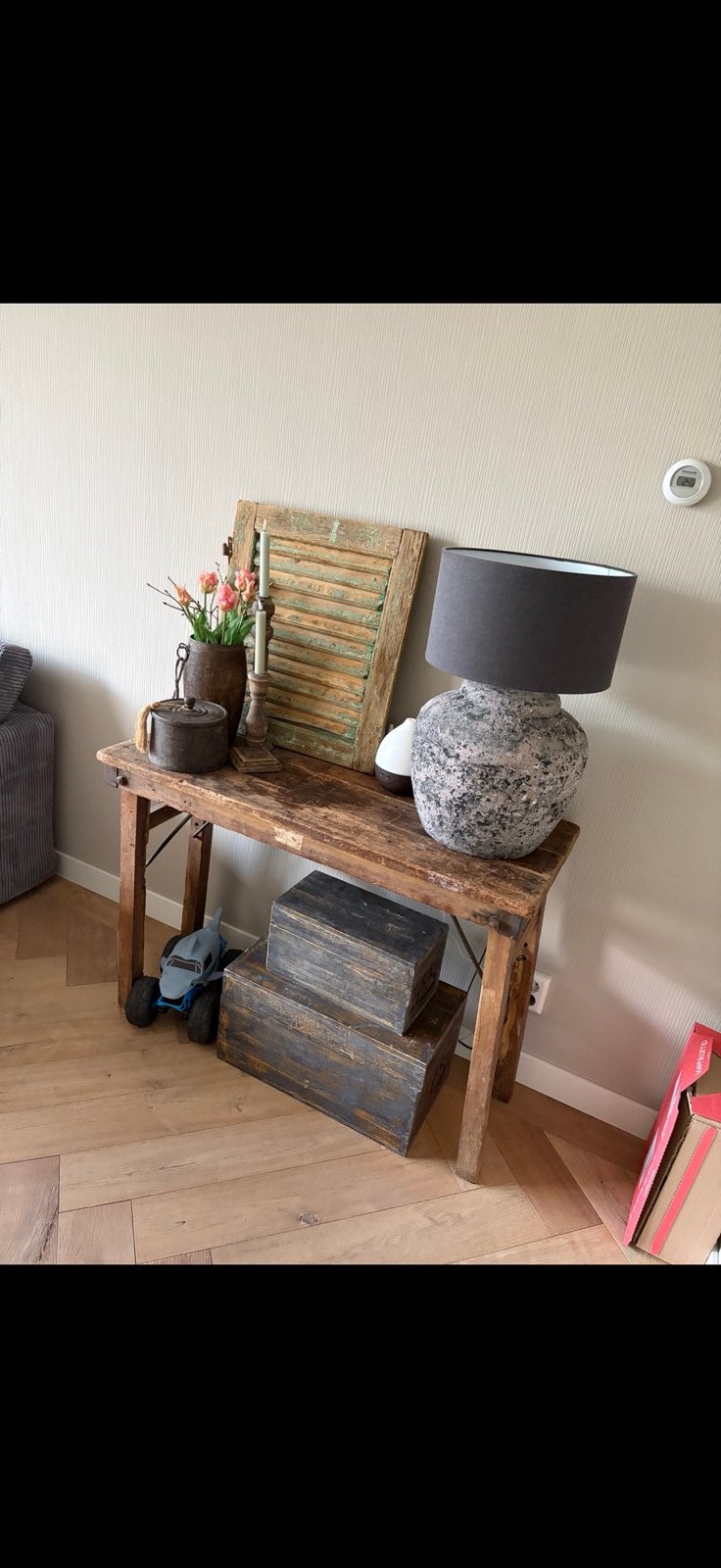 Lampenkap landelijk sobere stijl, 20 cm, Tafellamp, 35 cm, Rond