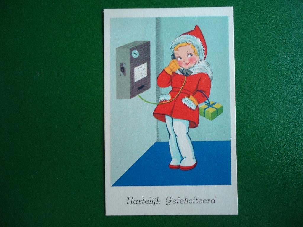 (1289) Kinderkaart: Meisje aan telefoon / Klein formaat, Verzamelen, Ansichtkaarten | Themakaarten, Verzenden, 1960 tot 1980, Ongelopen