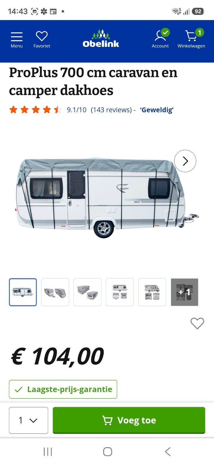 Dakhoes voor caravan of camper, Caravans en Kamperen, Ophalen, Nieuw