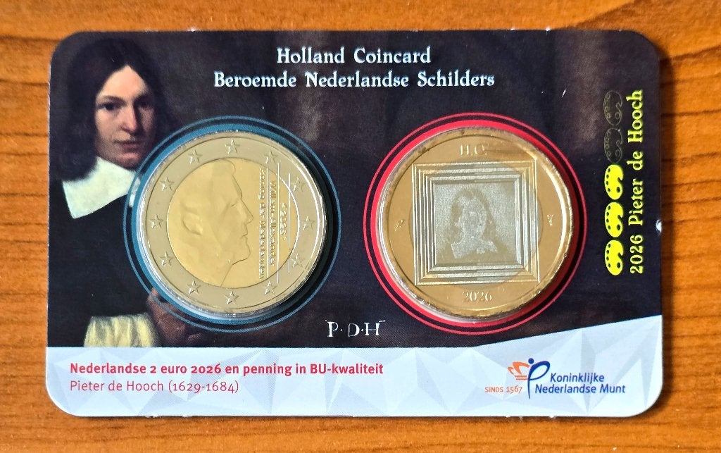 Holland Coin Fair coincard 2026 Pieter de Hooch, Ophalen of Verzenden, Overige landen, 2 euro, Setje
