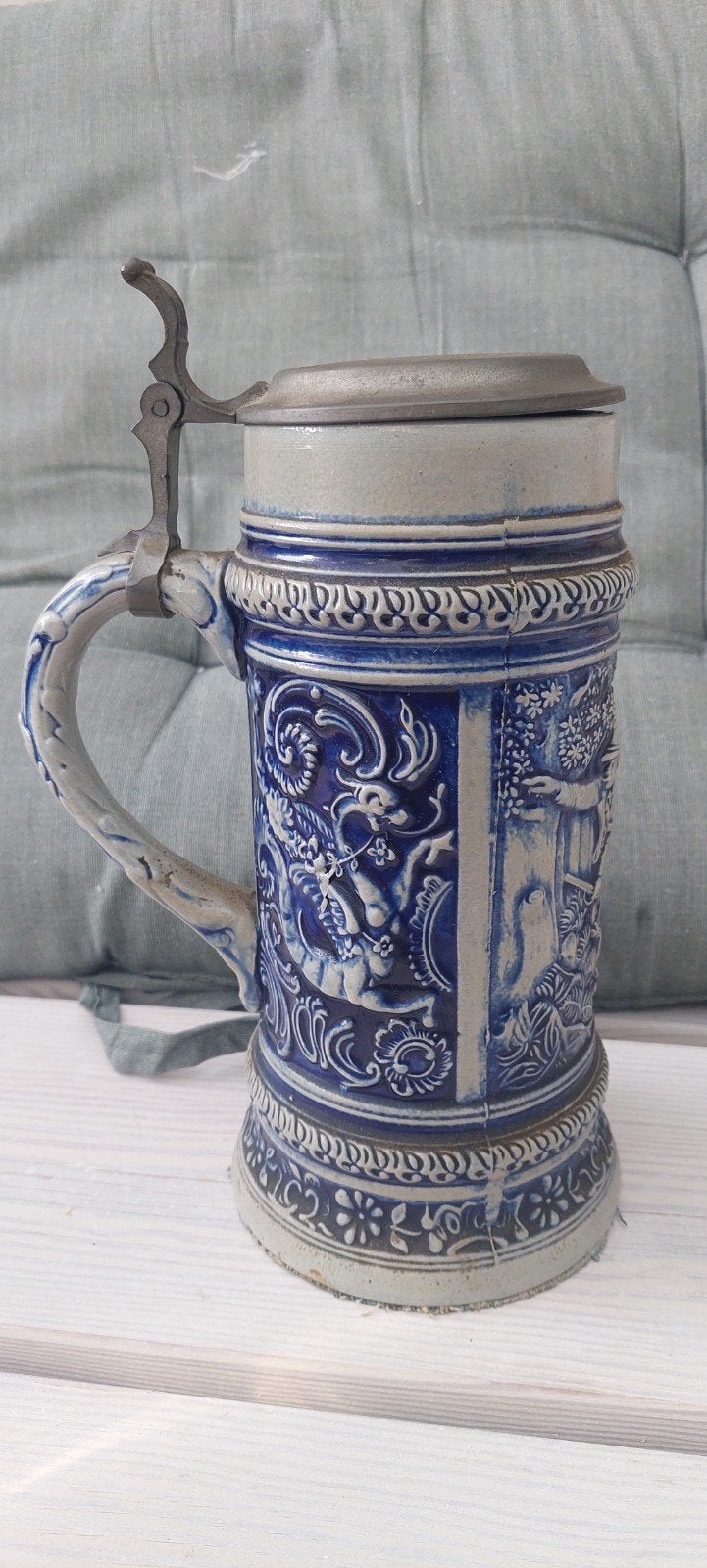Vintage Duitse Bierpul met Deksel - Keramiek, Antiek en Kunst, Ophalen of Verzenden
