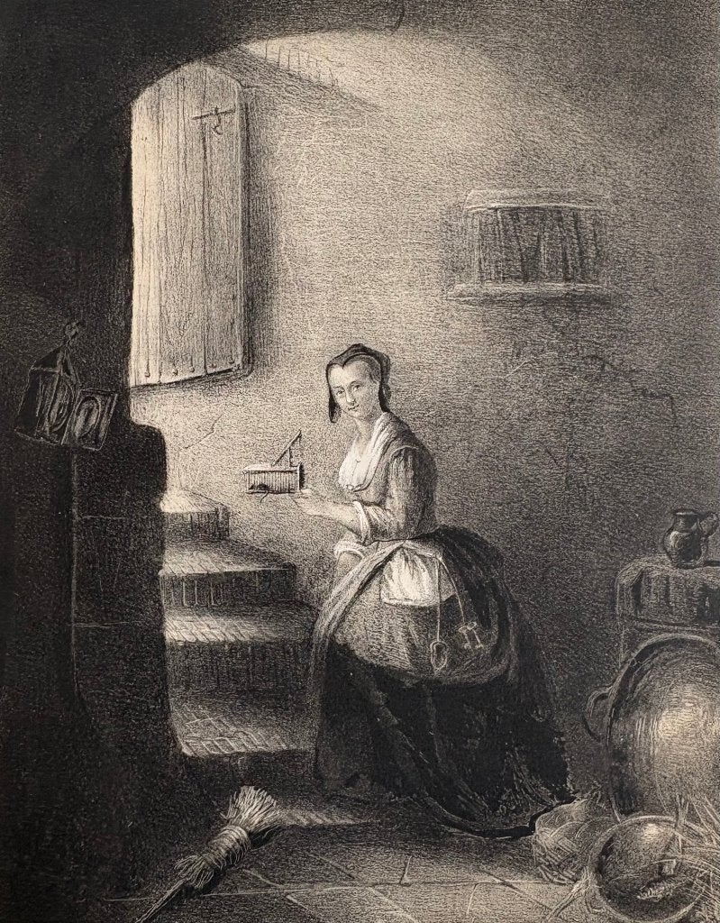 Litho 'De muizenval', naar Christoffel Bisschop, 19e eeuw, Ophalen of Verzenden