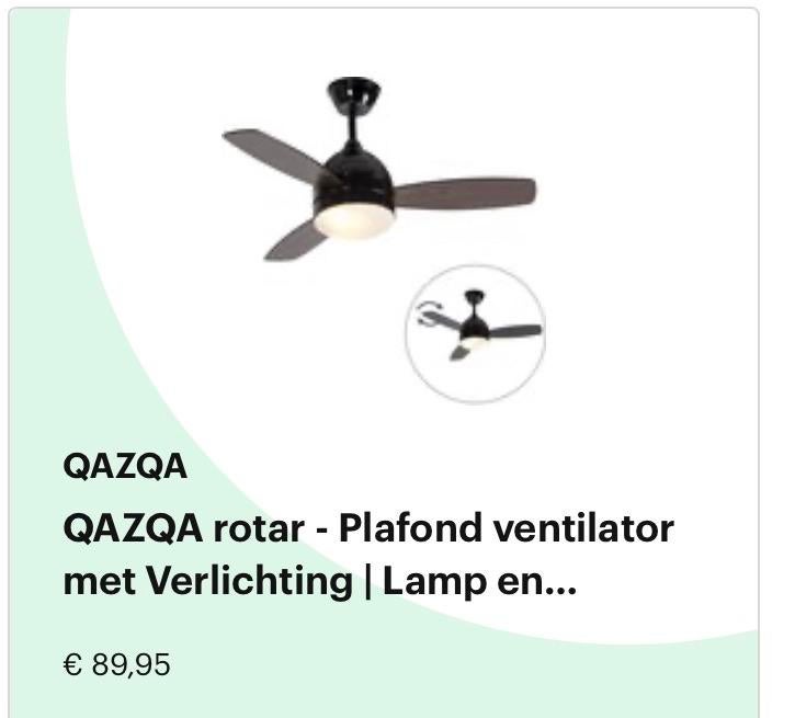 QAZQA rotar - Plafondventilator met Verlichting, Ophalen, Nieuw, Plafondventilator