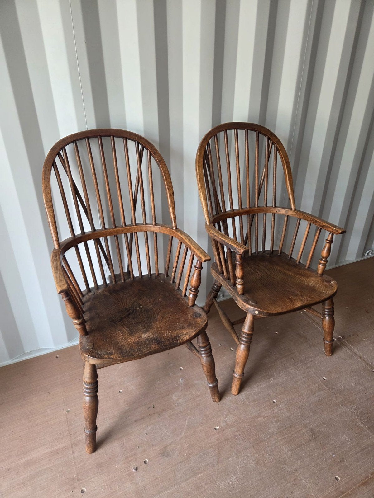 Antieke houten Windsor stoelen - Set van 2, Ophalen of Verzenden