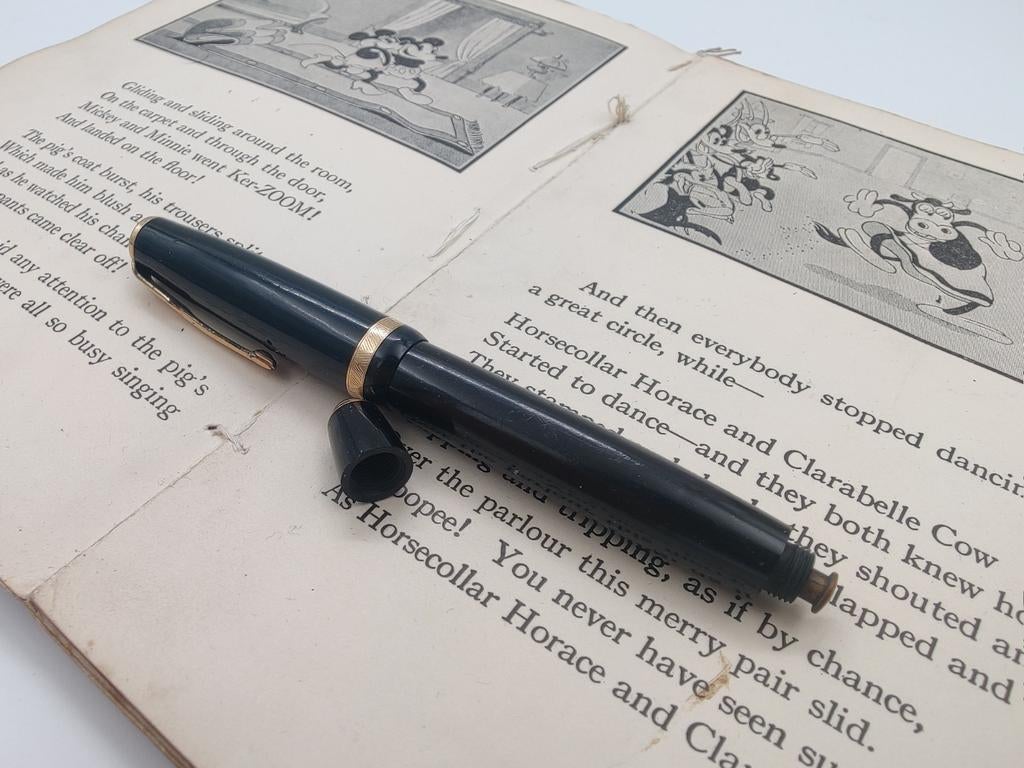 Vintage Parker Duofold Button Filler Vulpen 14K Gouden Pen, Ophalen of Verzenden, Gebruikt, Vulpen, Parker