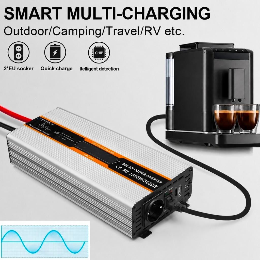 Nieuwe pure sinus Inverter 1800W/3600W Pure Sinus, Caravans en Kamperen, Kampeeraccessoires, Ophalen of Verzenden, Nieuw