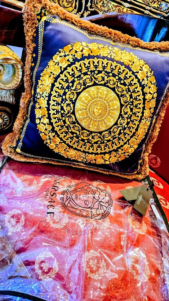 Gianni Versace Design sierkussen zwart/wit/geel ( Nieuw ), Geel, Textiel, Gemerkt, Ophalen of Verzenden