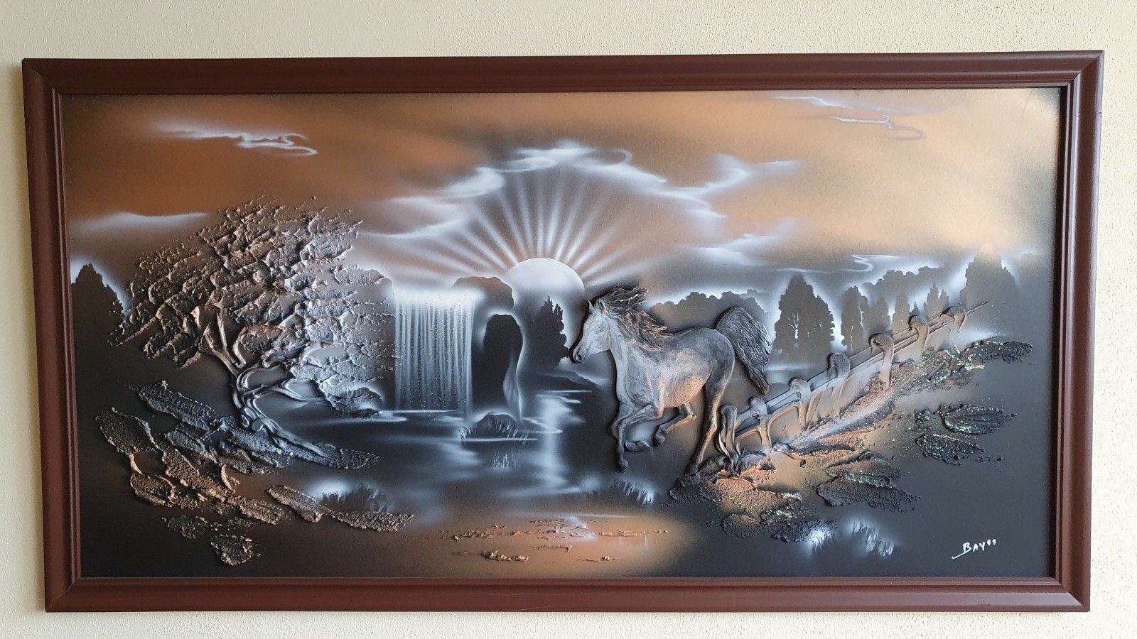 Paarden schilderij 1.30 x 68 cm, Ophalen