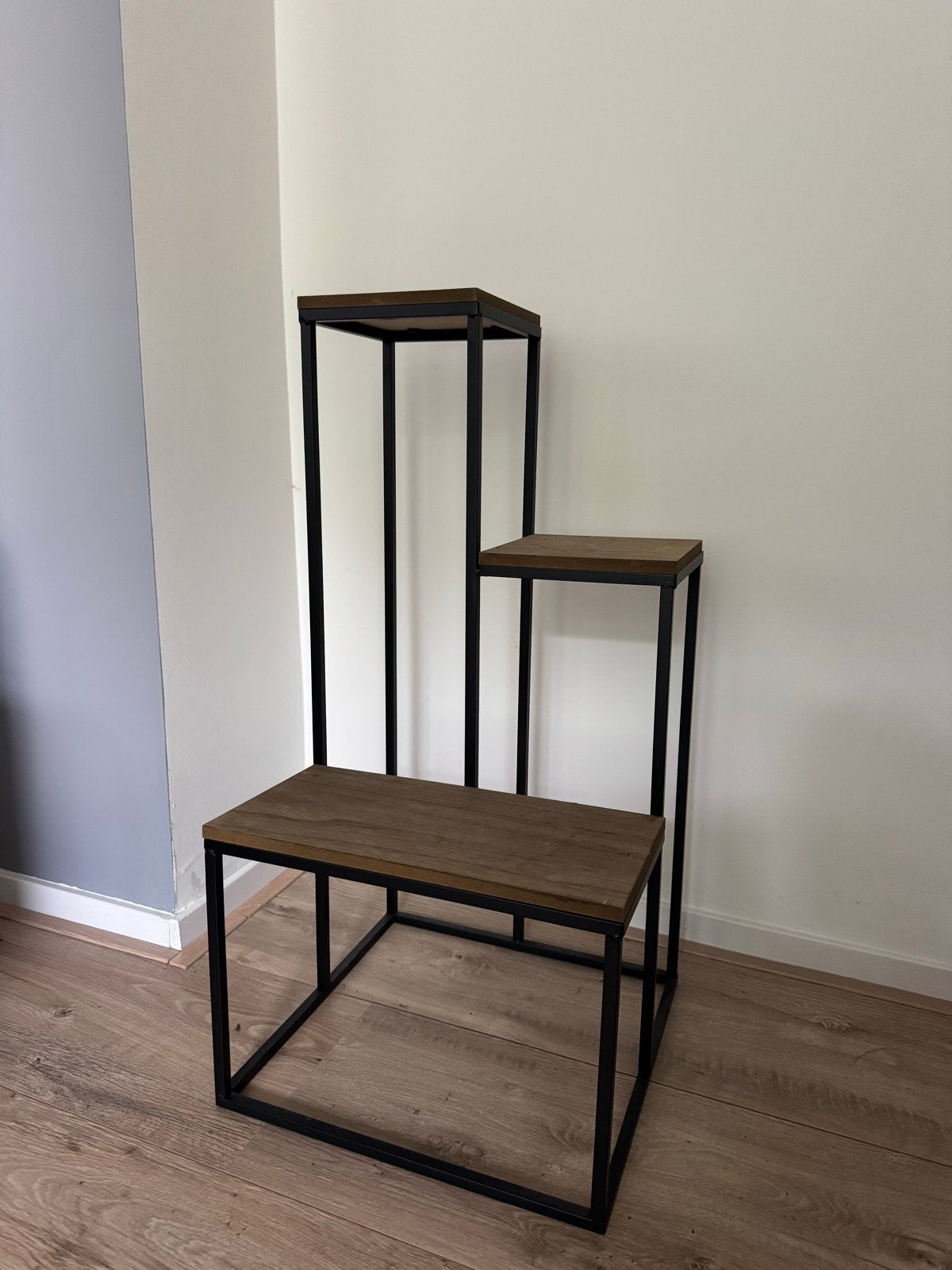 Plantenstandaard 40x40x80cm - Metaal en Hout, Huis en Inrichting, Woonaccessoires | Overige, Ophalen, Zwart, Zo goed als nieuw