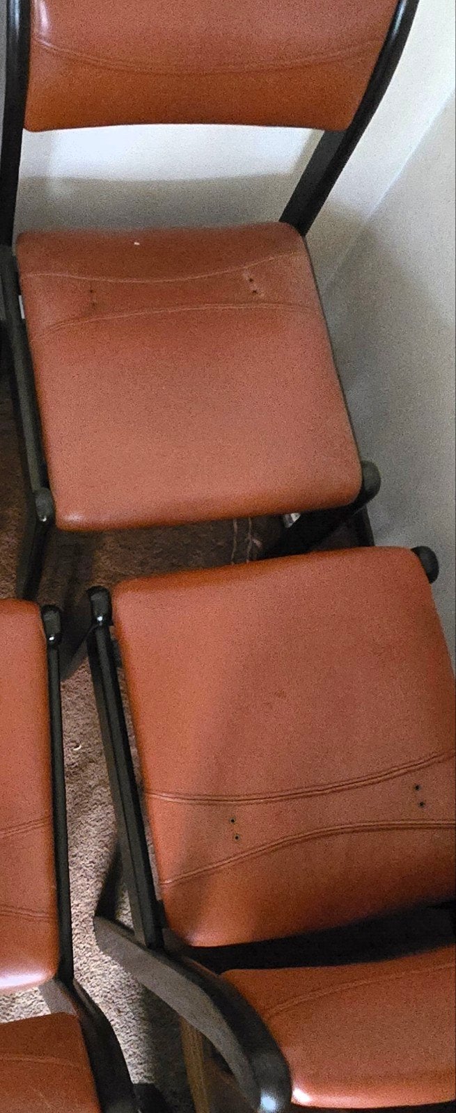 Mid-century stijl eetkamerstoelen (4x) – Bruin/Cognac vintag, Ophalen of Verzenden, Gebruikt, Bruin