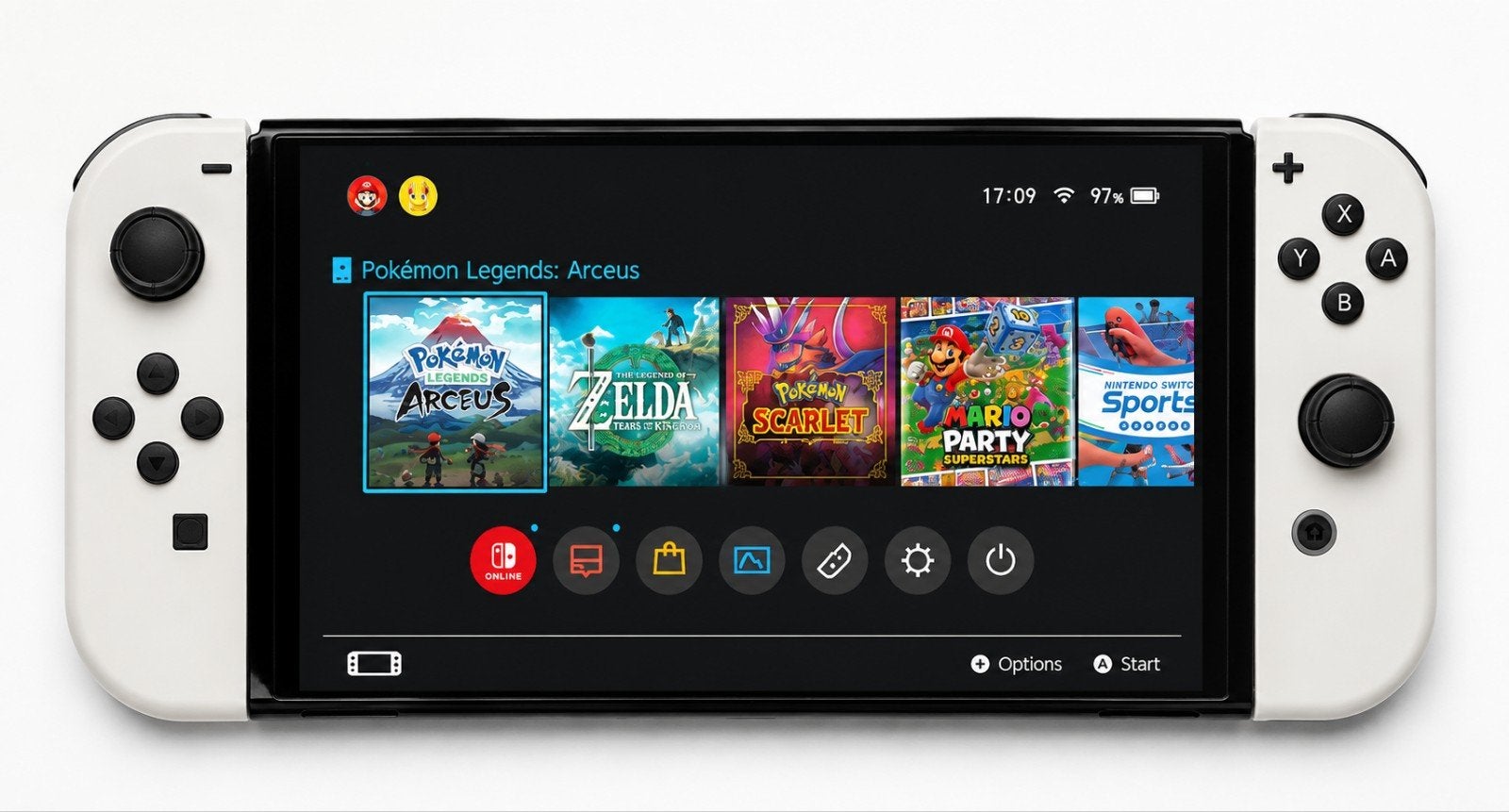 Nintendo Switch OLED compleet, Switch OLED, Met games, Met 2 controllers, Ophalen of Verzenden