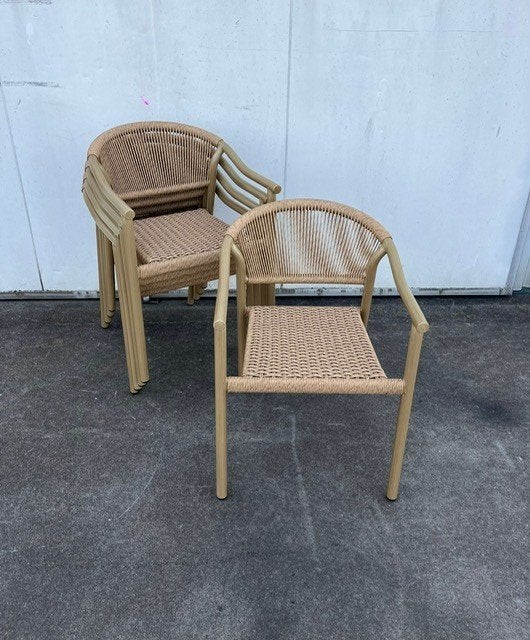 5 stuks hippe horeca terrasstoelen stapelbaar naturel ibiza, Huis en Inrichting, Stoelen, Ophalen, Overige kleuren, Zo goed als nieuw