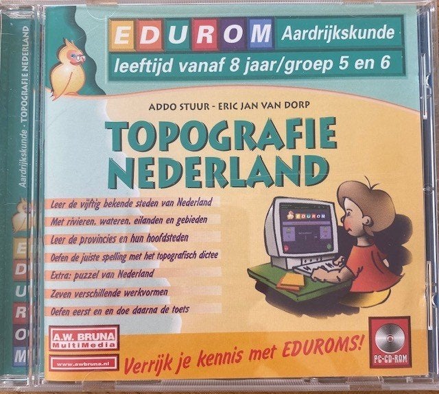 Edurom Topografie Nederland PC CD-ROM | Groep 5 & 6, Spelcomputers en Games, Games | Pc, Zo goed als nieuw, Puzzel en Educatief
