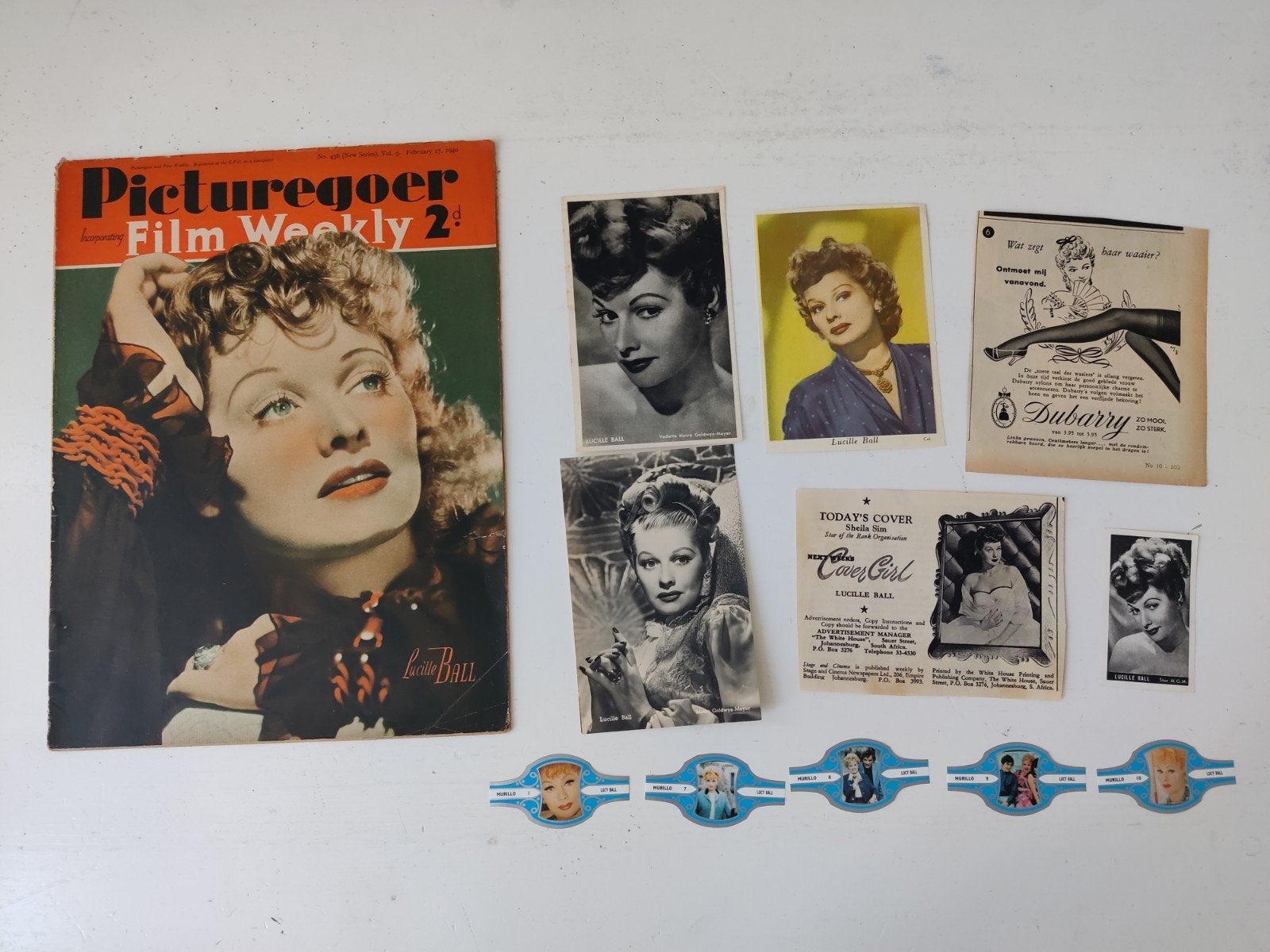 Picturegoer 1940, cover en items Lucille Ball, Ophalen of Verzenden, Gebruikt