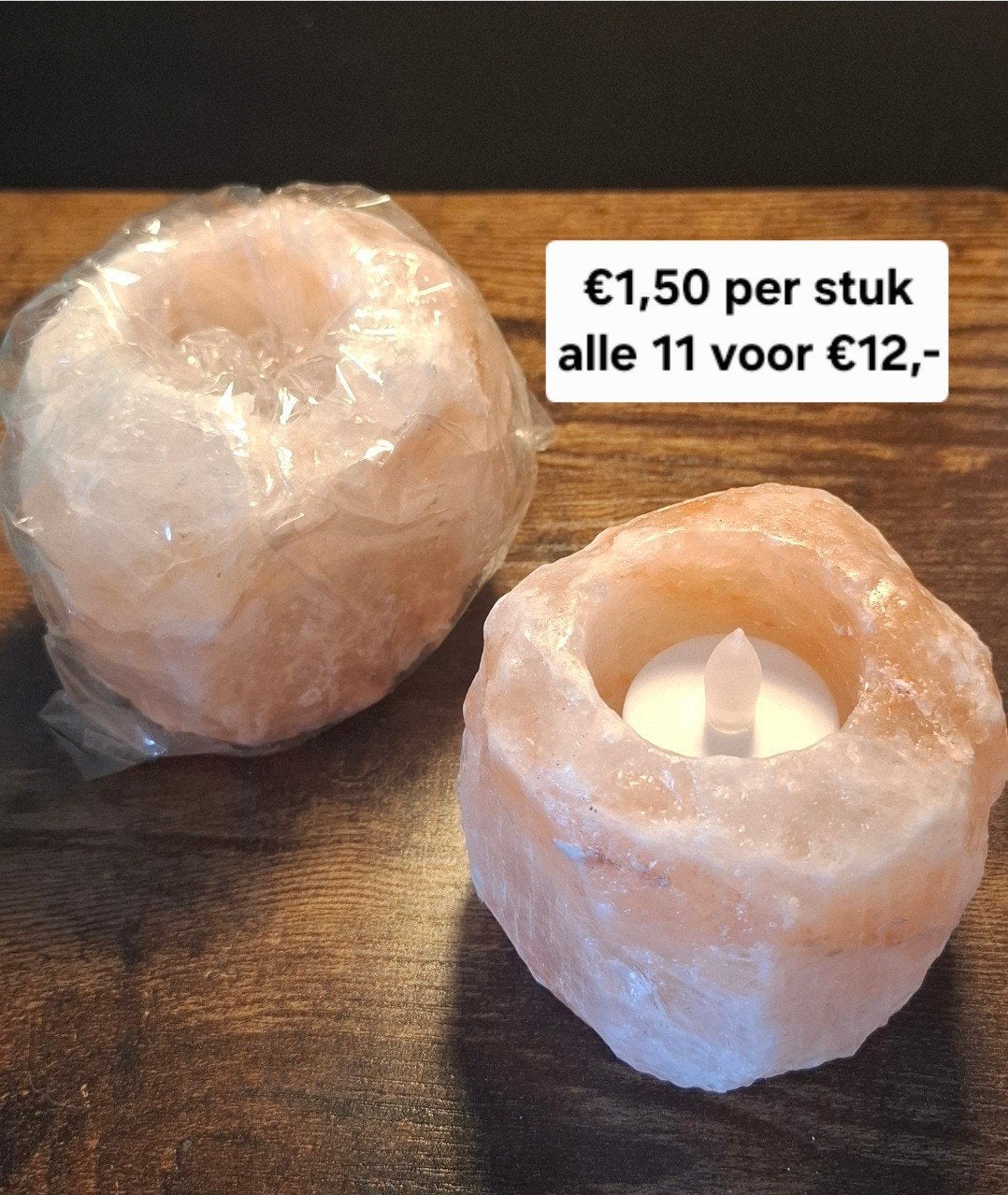 4 Himalaya zoutsteen waxinelichthouders, Ophalen of Verzenden, Nieuw