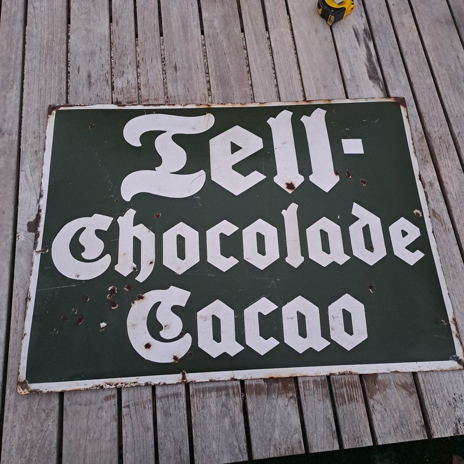 Tell chocolade cacao Zwitsers emaille reclamebord, Ophalen of Verzenden, Gebruikt, Reclamebord