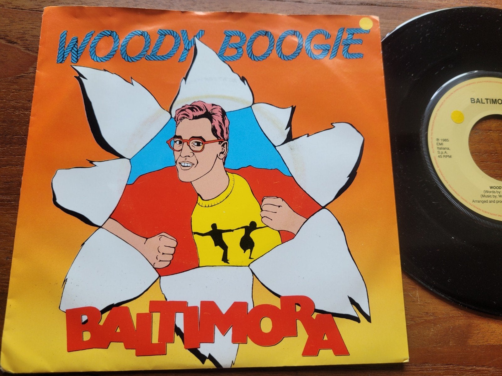 Baltimora - Woody Boogie (Instrumental) 7 inch vinyl, Gebruikt, 7 inch, Ophalen of Verzenden, Pop
