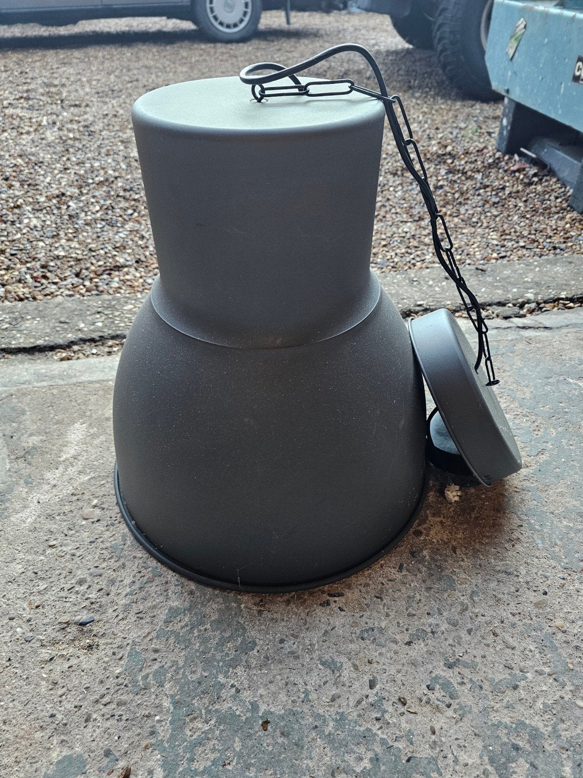 Grote industriële hanglamp - Stijlvol en robuust, Huis en Inrichting, Lampen | Hanglampen, Ophalen, Gebruikt, E27 (groot), Metaal