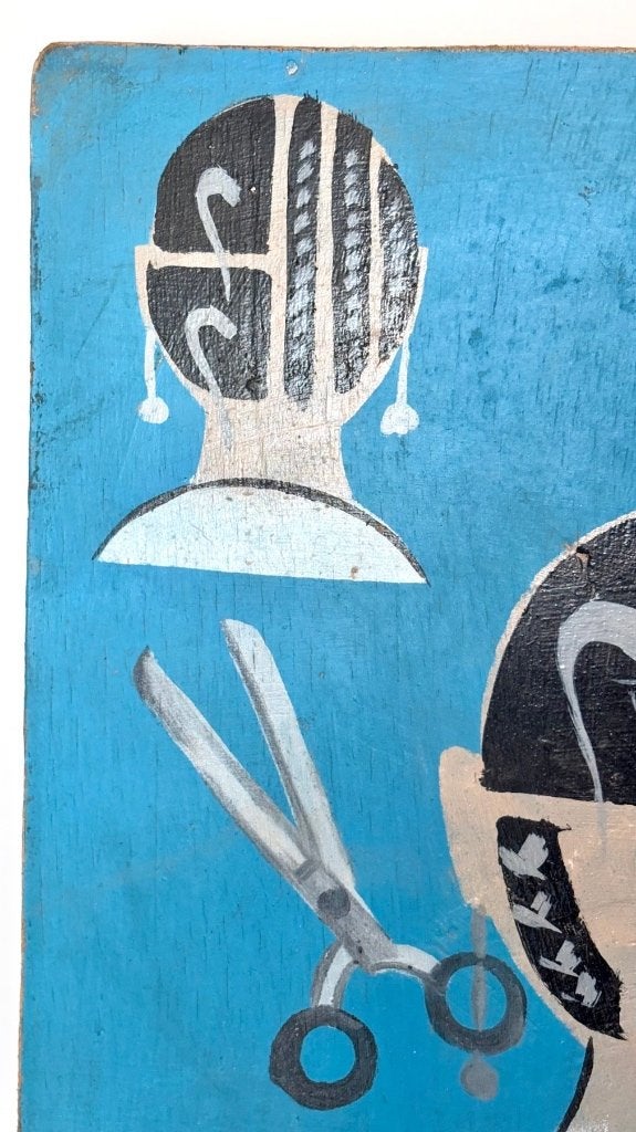 260610 Afrikaans Traditional Barbershop bord from Togo, Antiek en Kunst, Ophalen of Verzenden