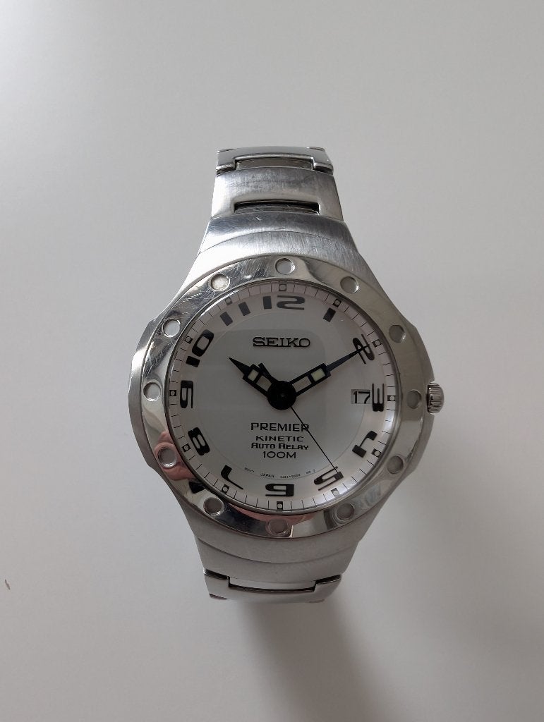 Prachtige Seiko Kinetic Auto Relay – Goed werkend, Gebruikt, Staal, Polshorloge, Ophalen of Verzenden