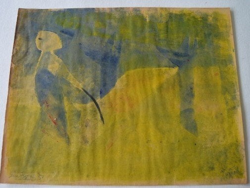 Gene Eggen, aquarel uit 1951., Ophalen of Verzenden