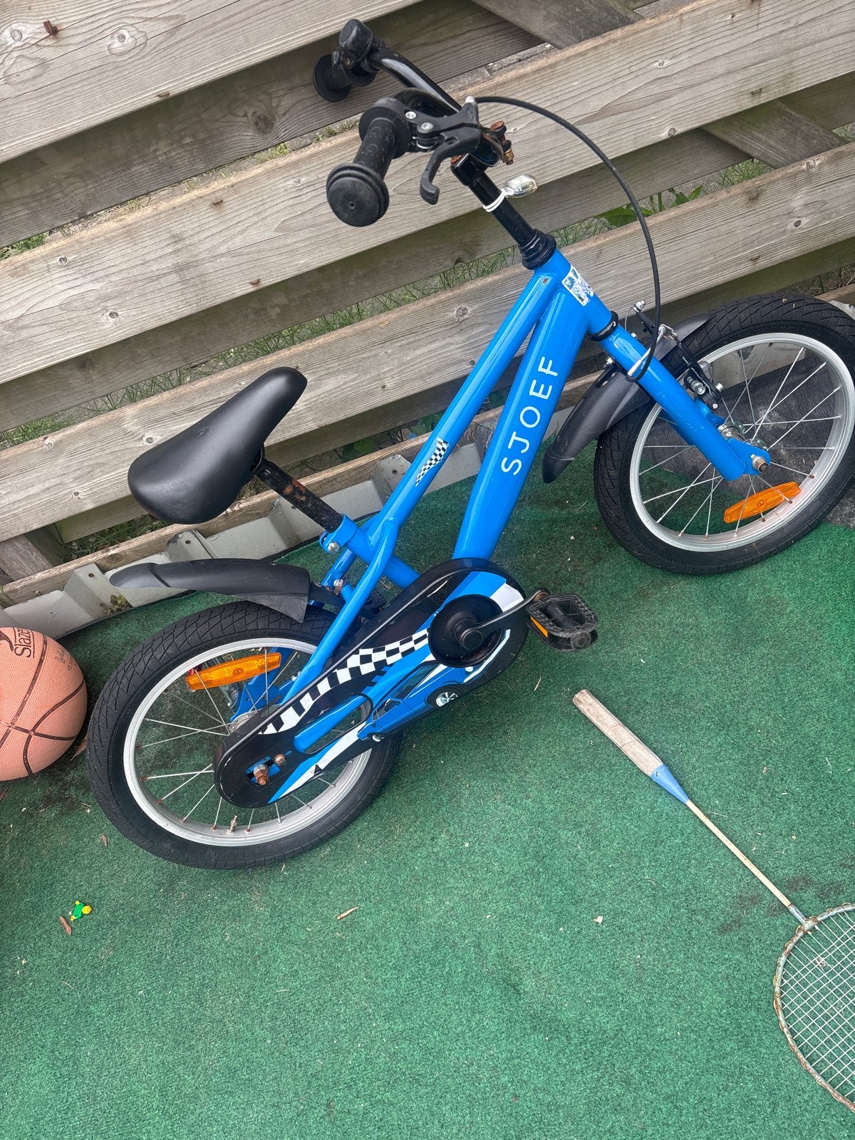 SJOEF Kinderfiets Blauw - Gebruikt, Fietsen en Brommers, Fietsen | Kinderfietsjes, Ophalen, Gebruikt, Velgrem, 16 tot 20 inch