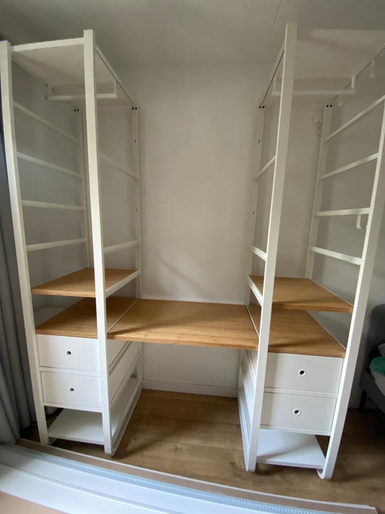 IKEA elvarli Kast wit met Bamboe planken en roedes, Huis en Inrichting, Kasten | Kledingkasten, Ophalen, Gebruikt, 200 cm of meer