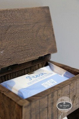 Oud houten toiletrol houder klep wc stoer sober landelijk, Verzenden, Nieuw, Bruin, Hout