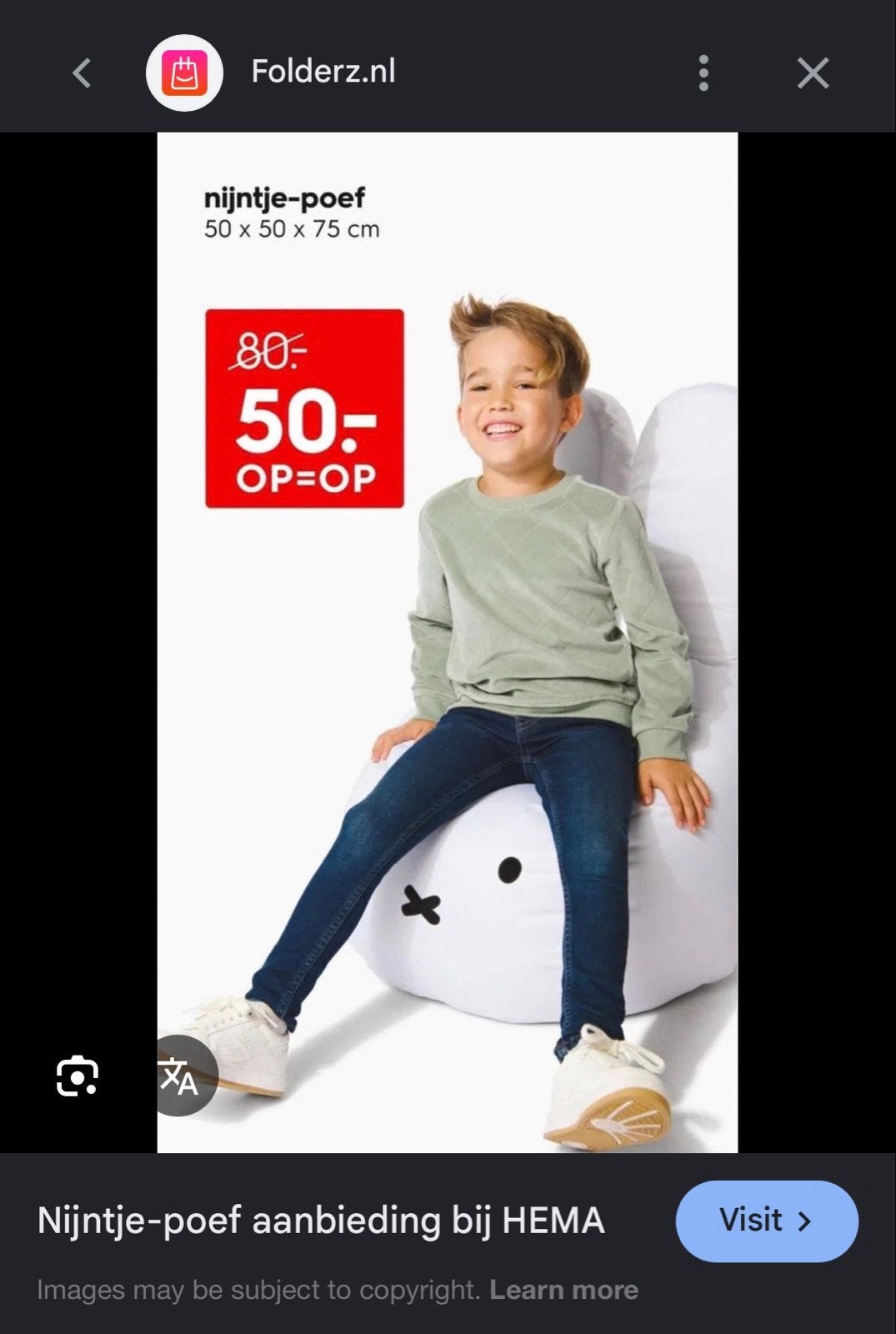 Zeldzame Miffy/Nijntje poef van Hema - Nieuwstaat, Huis en Inrichting, Stoelen, Ophalen of Verzenden, Zo goed als nieuw, Wit, Stof