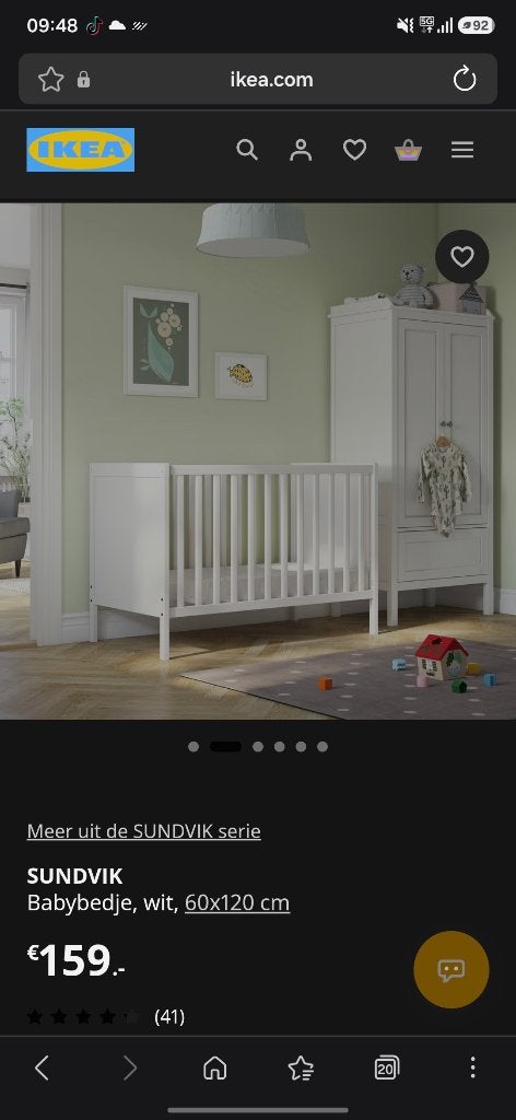 Ledikant Sundvik wit, Kinderen en Baby's, Ophalen, Gebruikt, Ledikant