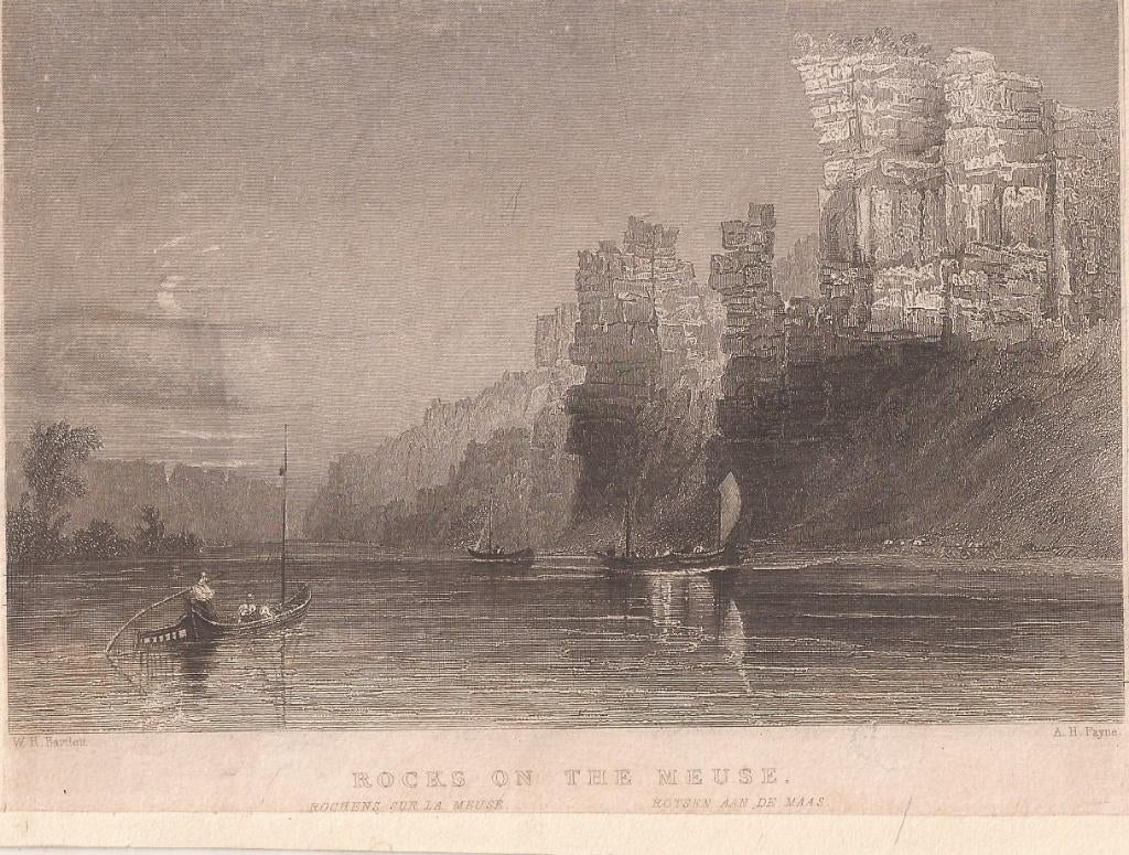 België Rocks on the Meuse Rotsen aan de Maas Staalgravure 18, Antiek en Kunst, Kunst | Etsen en Gravures, Origineel, 1800 - 1899
