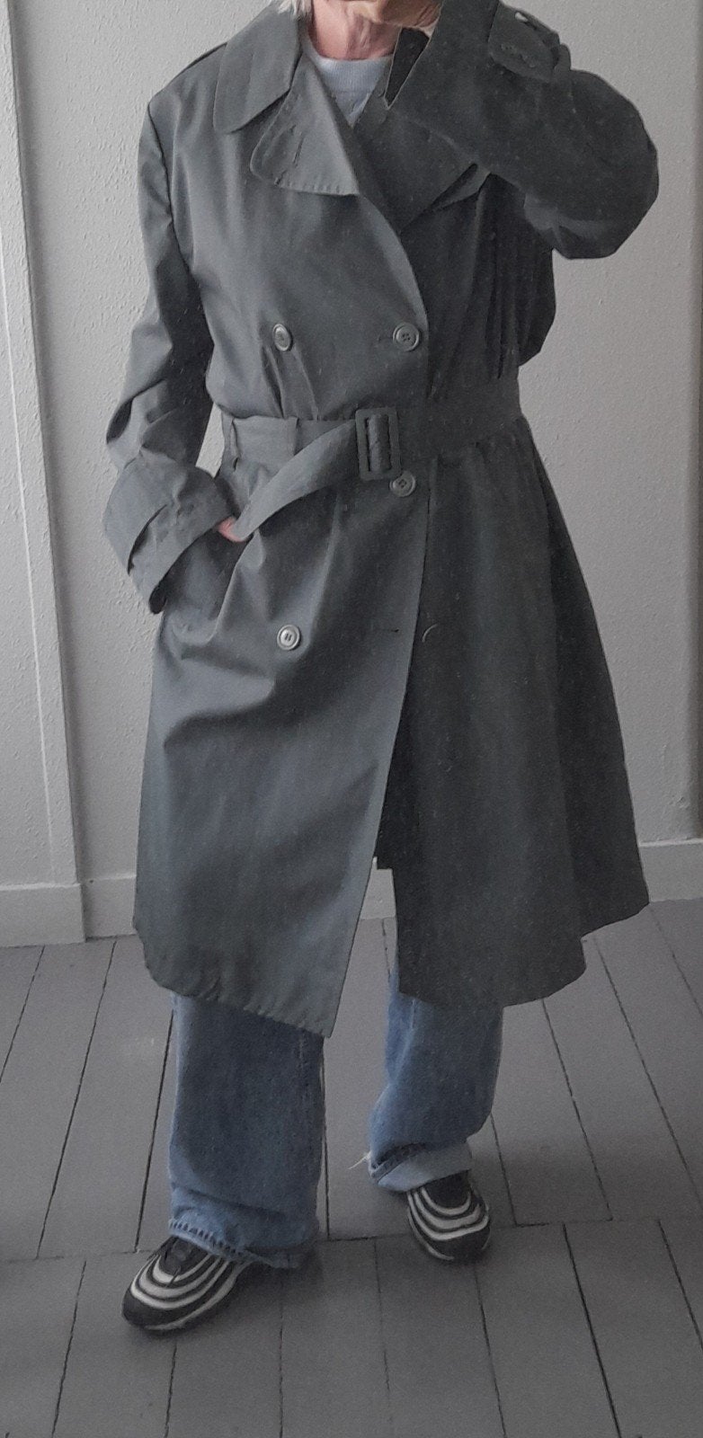 Vintage Trenchcoat Retro Jas Heren / Dames, Ophalen of Verzenden, Nieuw, Maat 42/44 (L), Groen