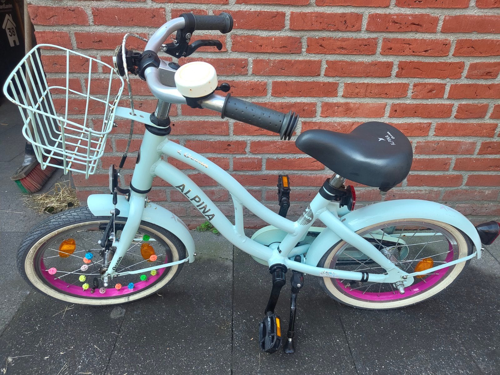 Alpina ocean kinderfiets 16 inch met mandje, Fietsen en Brommers, Ophalen, Velgrem, Alpina, 16 tot 20 inch