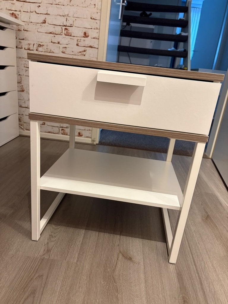 IKEA TRYSIL nachtkastje wit met lade en open vak, Ophalen, Overige materialen, Gebruikt, Minder dan 45 cm
