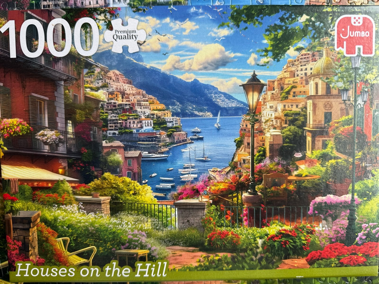 Jumbo Legpuzzel 1000 stukjes - Houses on the Hill, Ophalen of Verzenden, 500 t/m 1500 stukjes, Zo goed als nieuw, Legpuzzel