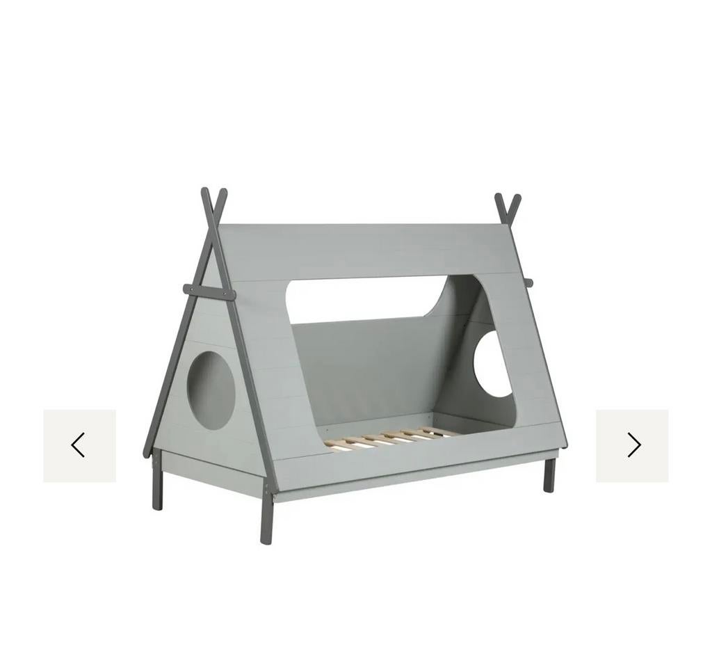 Woood kinderbed Tipi 90x200cm beton grijs. Nieuw in doos!, 85 tot 100 cm, Nieuw, Ophalen of Verzenden, Lattenbodem