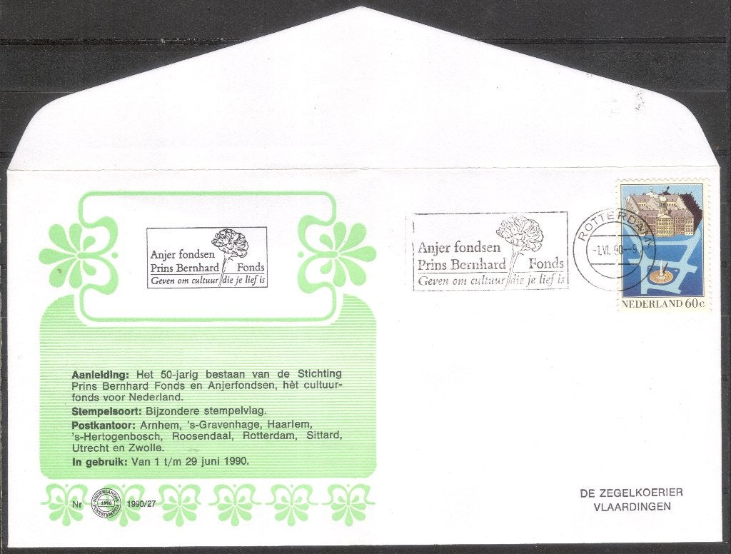 Anjer fondsen / Prins Bernhard fonds 50 jaar 1990, Verzenden, Envelop
