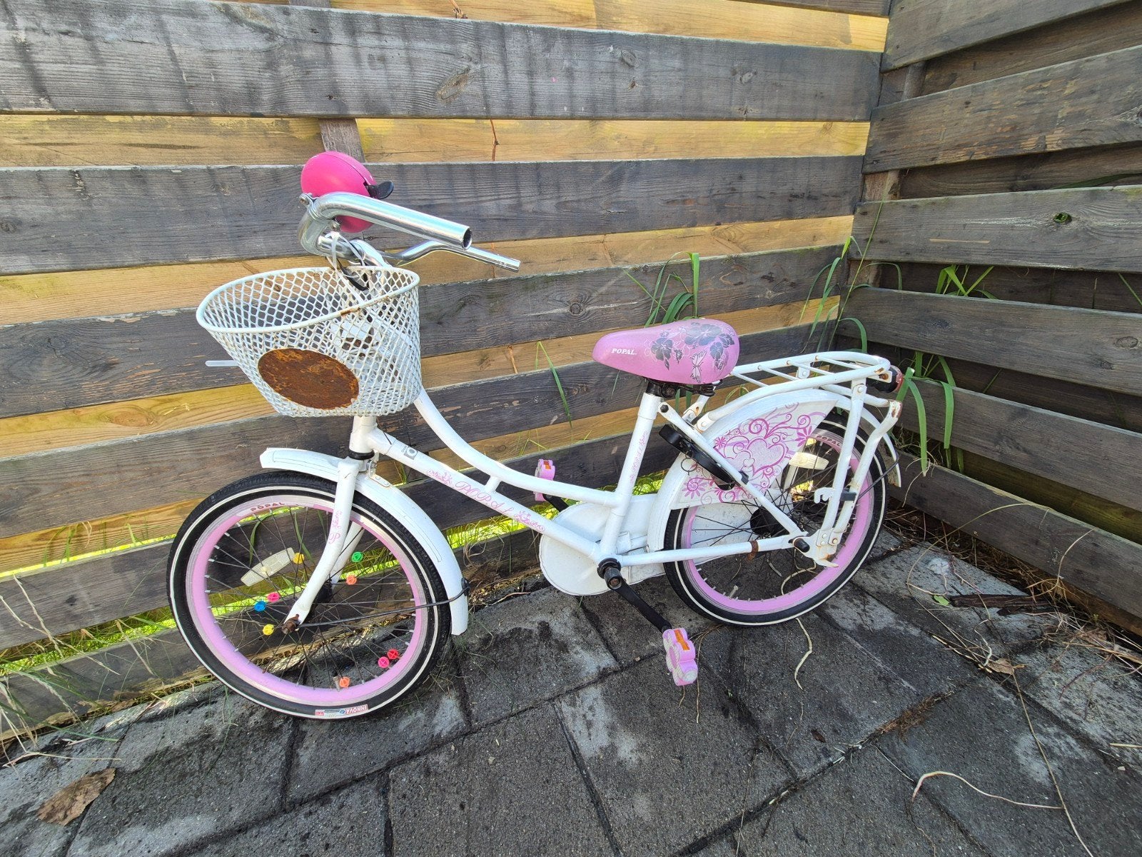 Popal kinderfiets 20 inch wit/roze, Ophalen, Gebruikt, 20 inch of meer, Popal