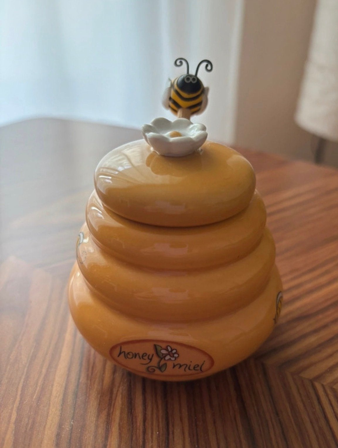Nieuwe Honingpot met Honinglepel - Bijen Design, Overige typen, Geel, Nieuw, Ophalen of Verzenden