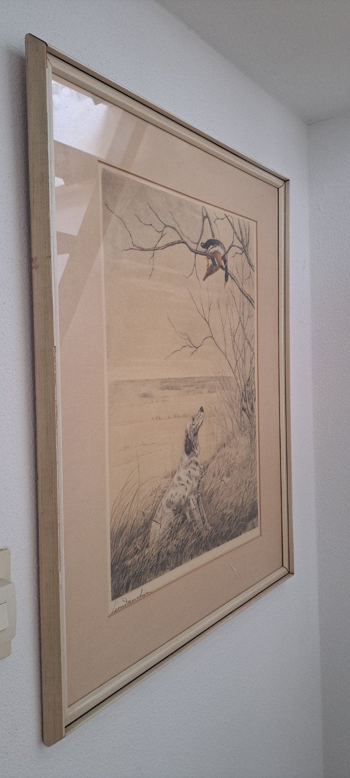 Originele Léon Danchin gravure uit 1935 – Gesigneerd – Jacht, Ophalen, Ets, Ingelijst, Landschap