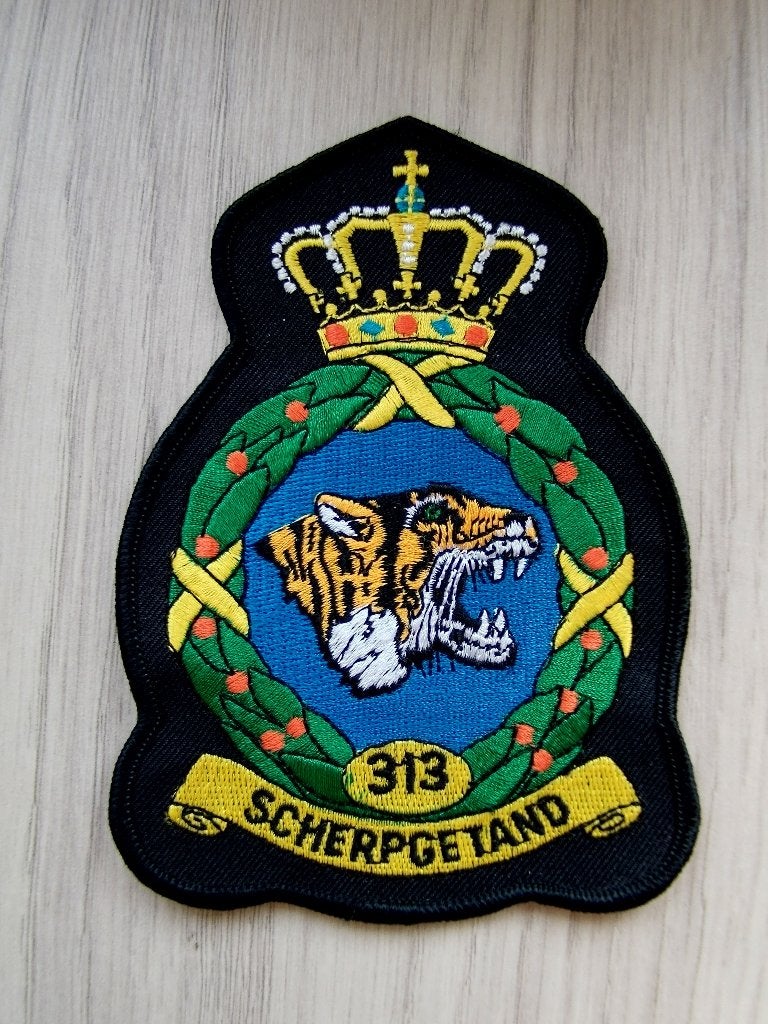 Grote kroon patch RNLAF 313 Squadron Tijger, Verzenden, Luchtmacht, Nederland, Embleem of Badge