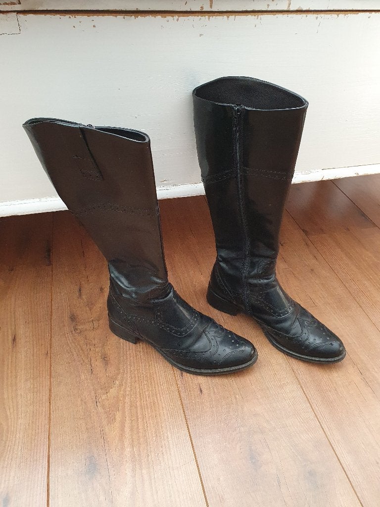 Schoenen: Leren laarzen maat 36  Leer, Ophalen, Hoge laarzen, Zwart, Zo goed als nieuw
