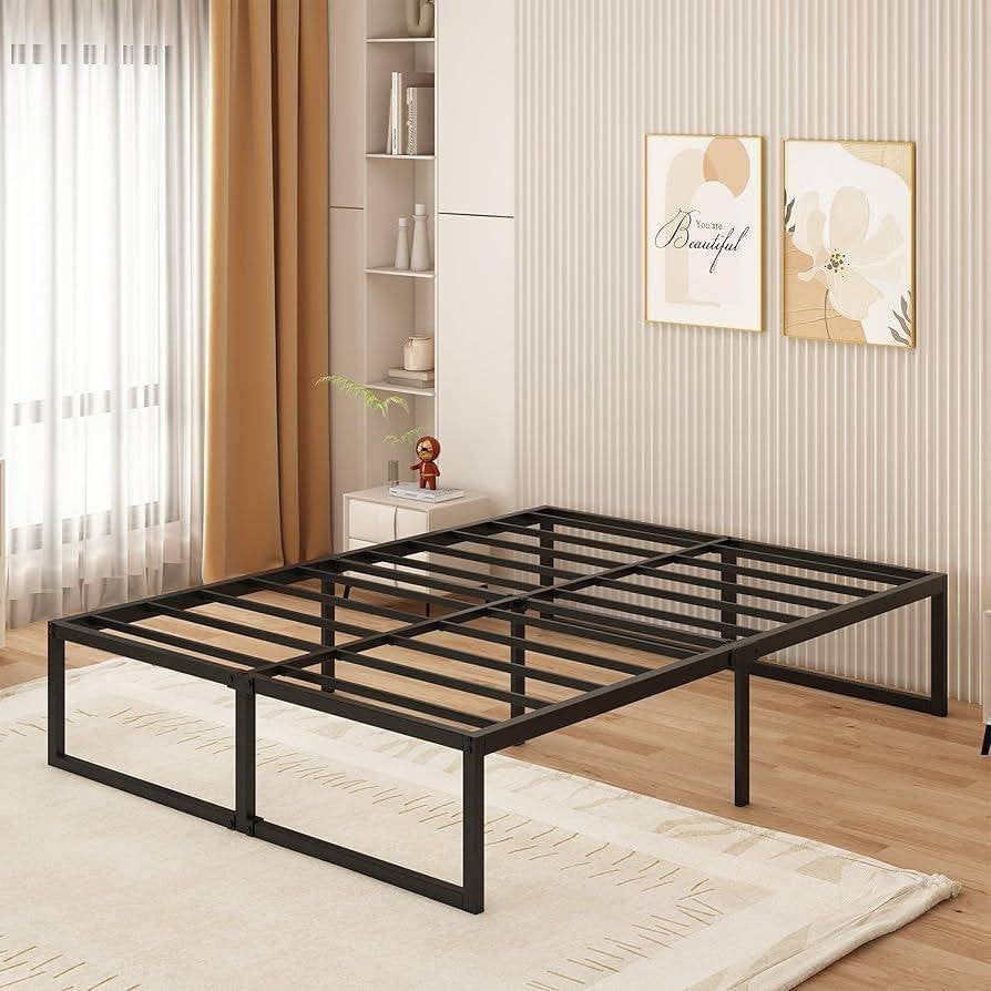 Bed frame black metal, Huis en Inrichting, Slaapkamer | Bedden, Zwart, Ophalen of Verzenden, Zo goed als nieuw, Twijfelaar