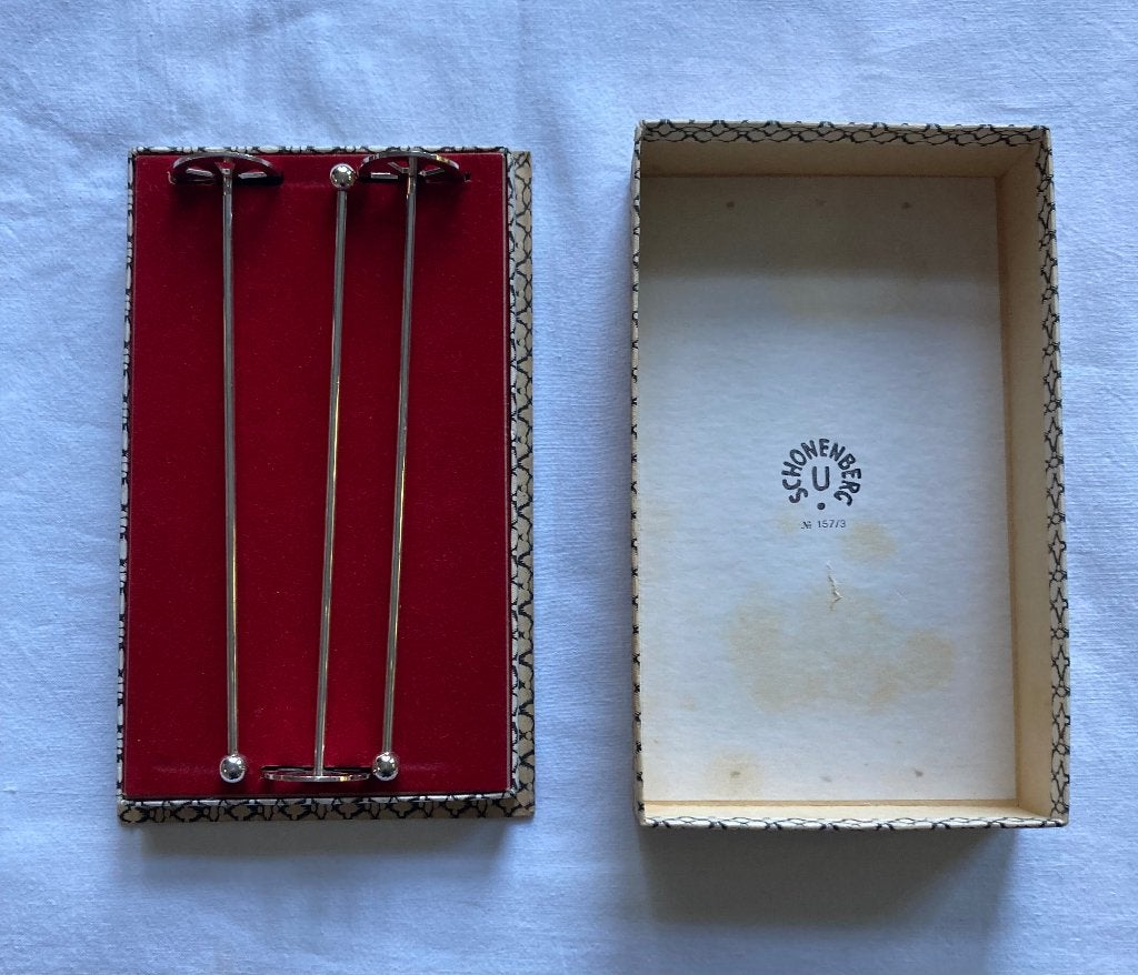 Set verzilverde Art deco tonic stampers in doos, Ophalen of Verzenden