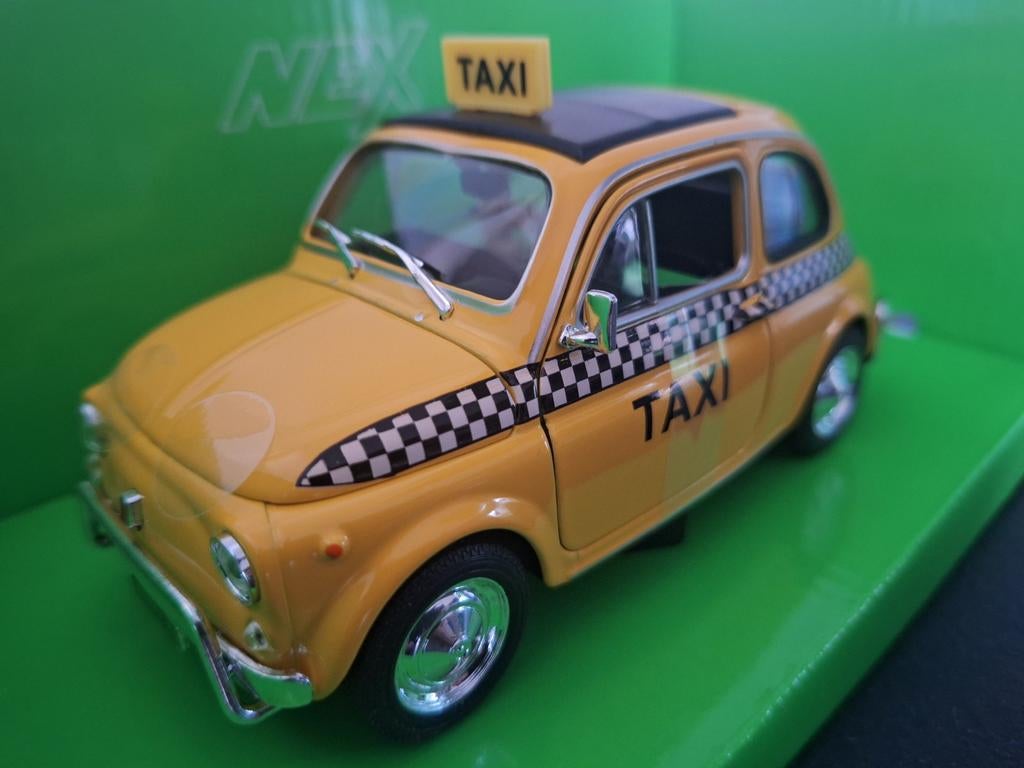 Fiat 500 Taxi Schaal 1:24, Hobby en Vrije tijd, Modelauto's | 1:24, Auto, Nieuw, Ophalen of Verzenden, Welly