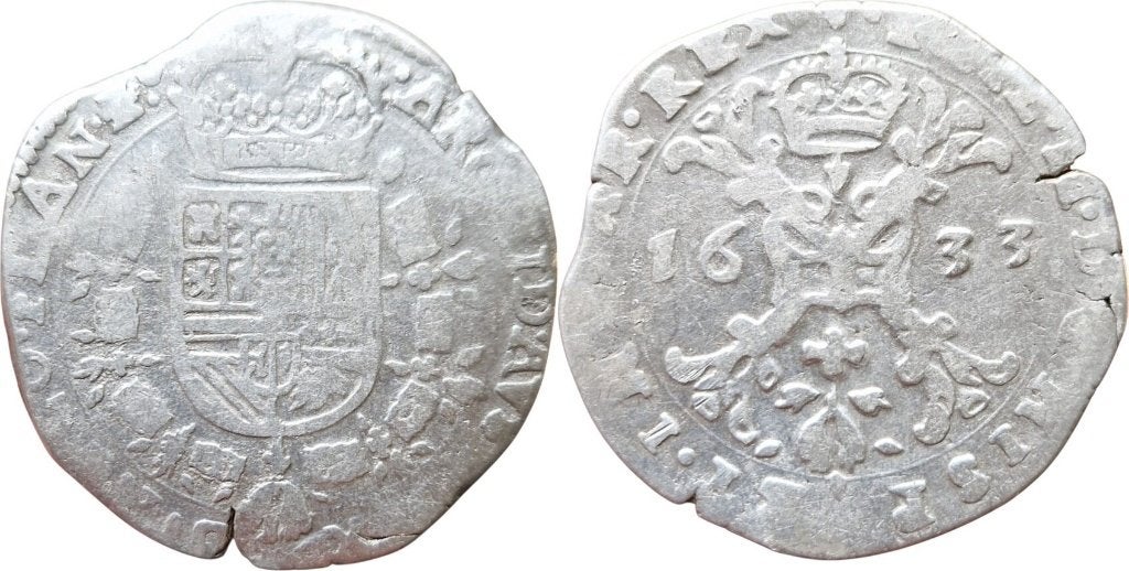 Halve patagon 1633, Vlaanderen, Filips IV, Ophalen of Verzenden, België, Losse munt, Zilver