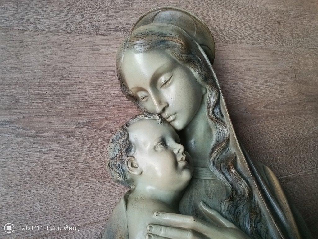 Sereen Art Nouveau beeld Maria met kind, Antiek en Kunst, Ophalen of Verzenden